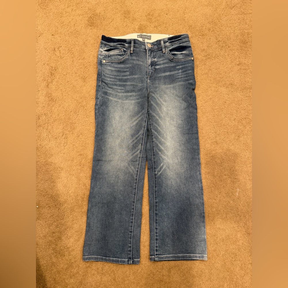 Wit & Wisdom Straight Leg Mid-Rise Washed Blue Jeans
